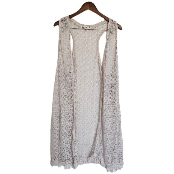Crochet boho cream sleeveless kimono vest nwt size 3X - Picture 1 of 8